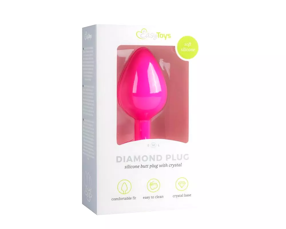 Diamond - análny kolík s bielym kameňom (stredný) - ružový Diamond - análny kolík s bielym kameňom (stredný) - ružový