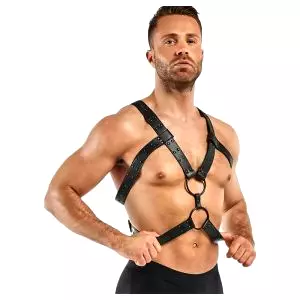 Spálňové Fantázie Rocco - telový postroj (čierny) - S-XL
