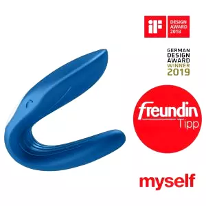 Double Whale - Dvojmotorový párový vibrátor (modrý)