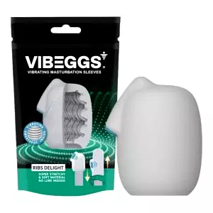 Ribs Delight - vibračné vajíčko masturbátor (biela)