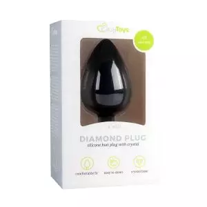Diamond - čierny análny kolík s bielym kameňom (veľký)