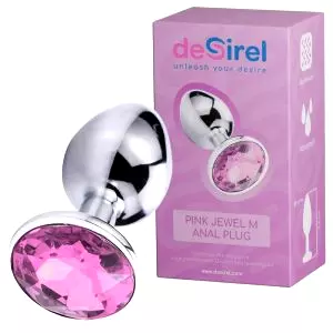 Pink Jewel M - análny šperk (strieborný-ružový)