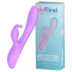 Hop & Buzz Zajačik - vibrátor s uškami a dráždením klitorisu (ružový)