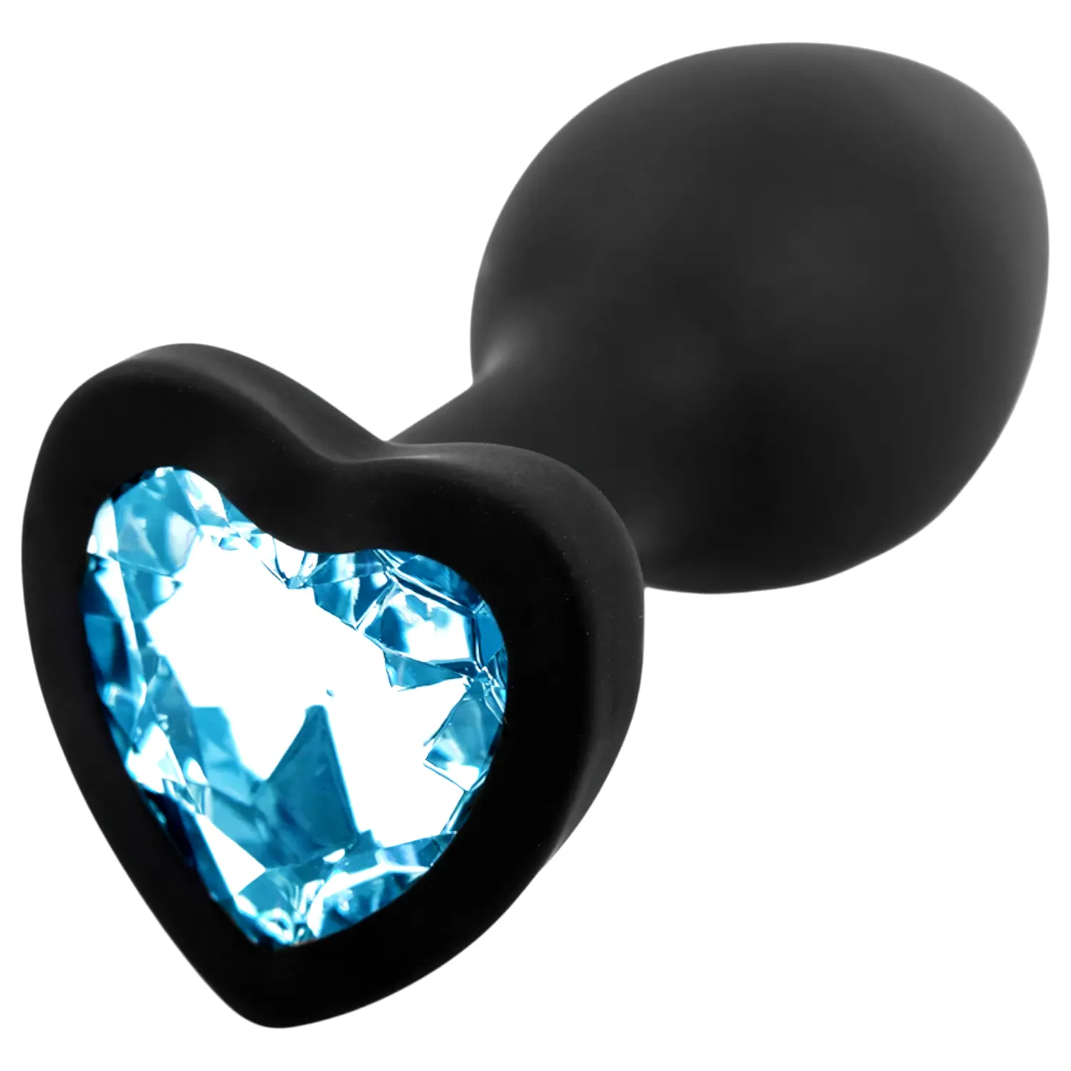 Silikónový anál plug so srdcom a modrým kameňom (čierny) Silikónový anál plug so srdcom a modrým kameňom (čierny)