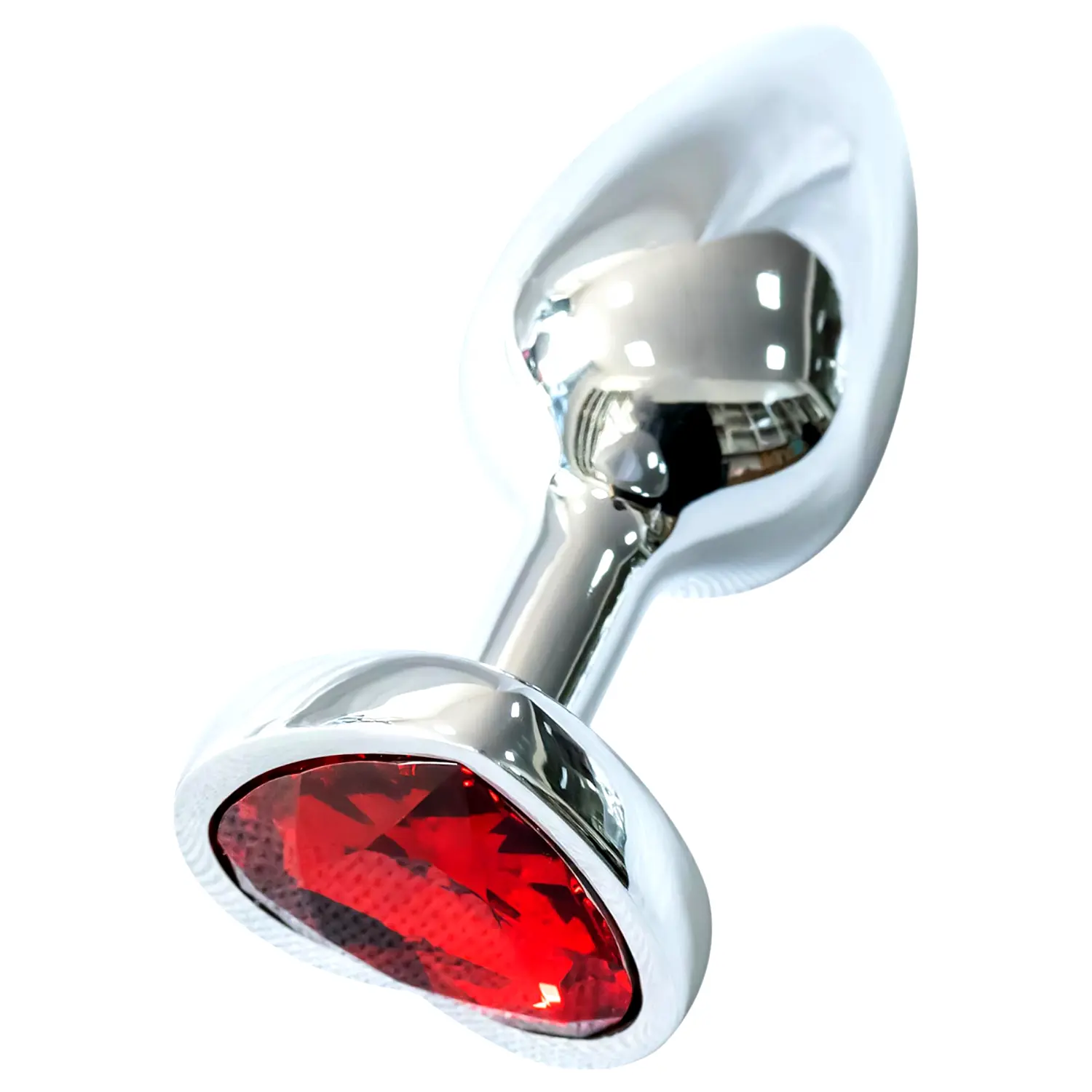 Kovový análny kolík so srdcovým červeným kameňom (strieborný) Kovový análny kolík so srdcovým červeným kameňom (strieborný)