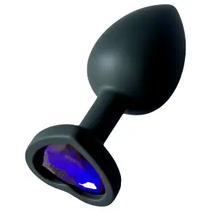Silikónový anál plug so srdcovým fialovým kameňom (čierny)