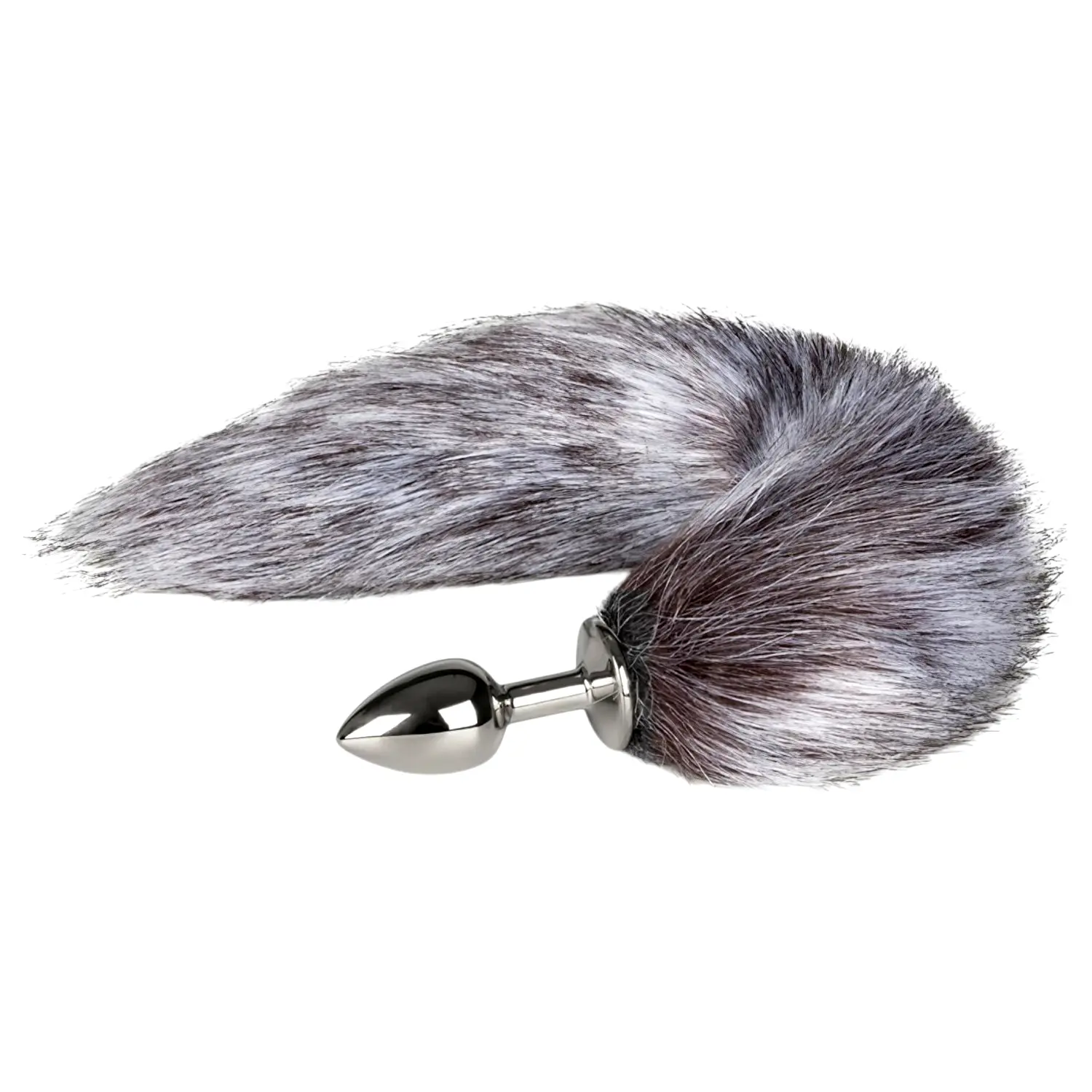 Fox NO5 - kovový análny kolík s líščím chvostom (strieborný-strieborný) Fox NO5 - kovový análny kolík s líščím chvostom (strieborný-strieborný)