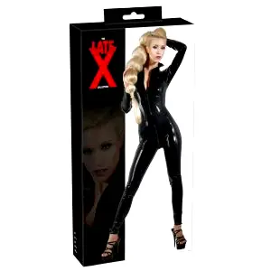 Latexový dlhý rukáv overal pre ženy (čierny) - XL