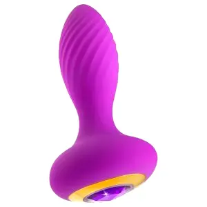 Oh My Gem vibračný análny plug s kamienkom (fialový)