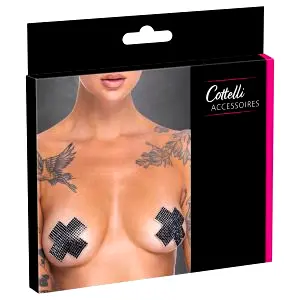 Cottelli nálepka na bradavky s kamienkami X (čierna)
