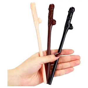 Realistické slamky v tvare penisu (prírodná-hnedá-čierna)