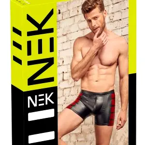Boxerky s červenými vsadkami a zipsom (čierne) - XL