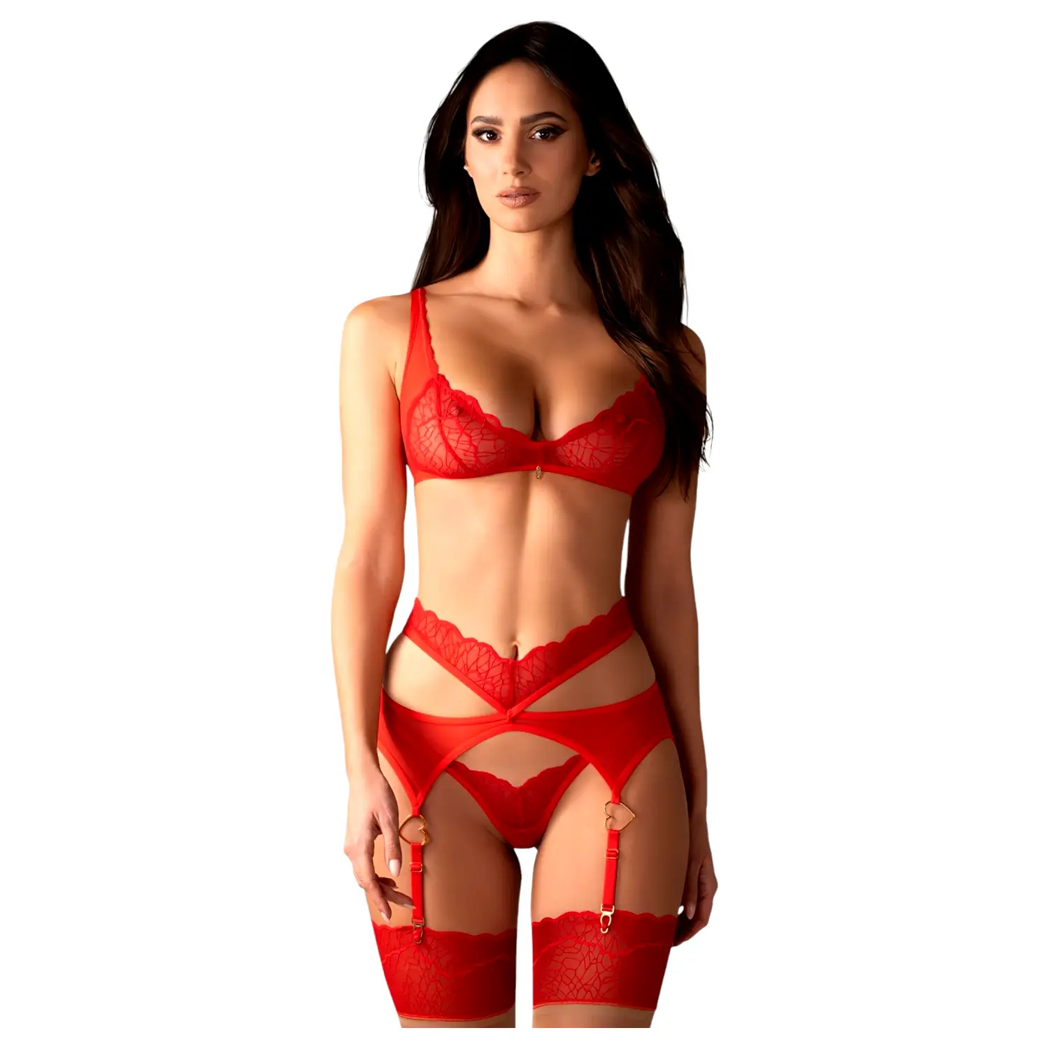 Cupid Desir - čipkovaná spodná bielizeň súprava (červená) - L/XL Cupid Desir - čipkovaná spodná bielizeň súprava (červená) - L/XL