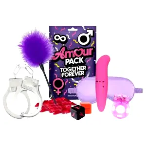 Amour Pack Forbidden Desires - začiatočnícka sada s vibrátorom - 7 dielov
