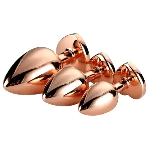 Gleaming Love - srdiečková análna sada - rosegold (3 ks)