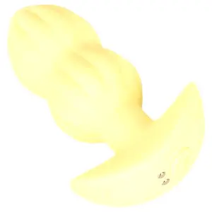 Cuties Mini vrúbkovaný vibračný análny kolík (žltý)