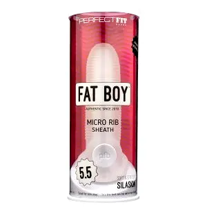 Fat Boy Micro Ribbed - biely návlek na penis (15 cm)