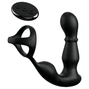 Anal Fantasy Ass-Gasm análny vibrátor s rotačnou hlavou a krúžkom na penis (čierny)