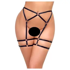 Jemný postroj na telo (čierny) - L/XL