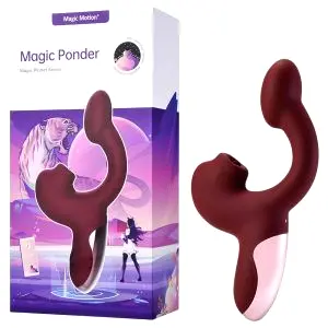 Magic Motion Magic Ponder 2v1 vibrátor s ramienkom na klitoris (bordový)