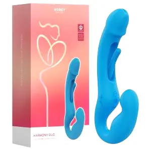 Box Harmony Duo - inteligentný pripínateľný jazýčkový vibrátor (modrý)
