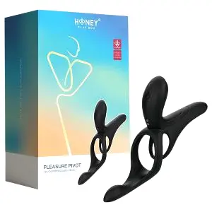 Box Potešenie Pivot - inteligentný vibračný krúžok na penis a semenníky (čierny)