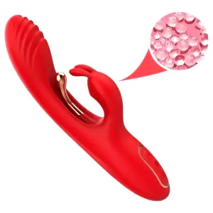 Vibrátor s stimulátorom G-bodu a klitorisu (červený)