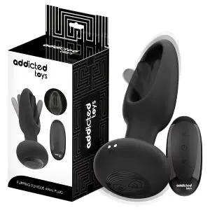 Addicted Toys pohyblivý análne vibrátor s jazýčkom (čierny)