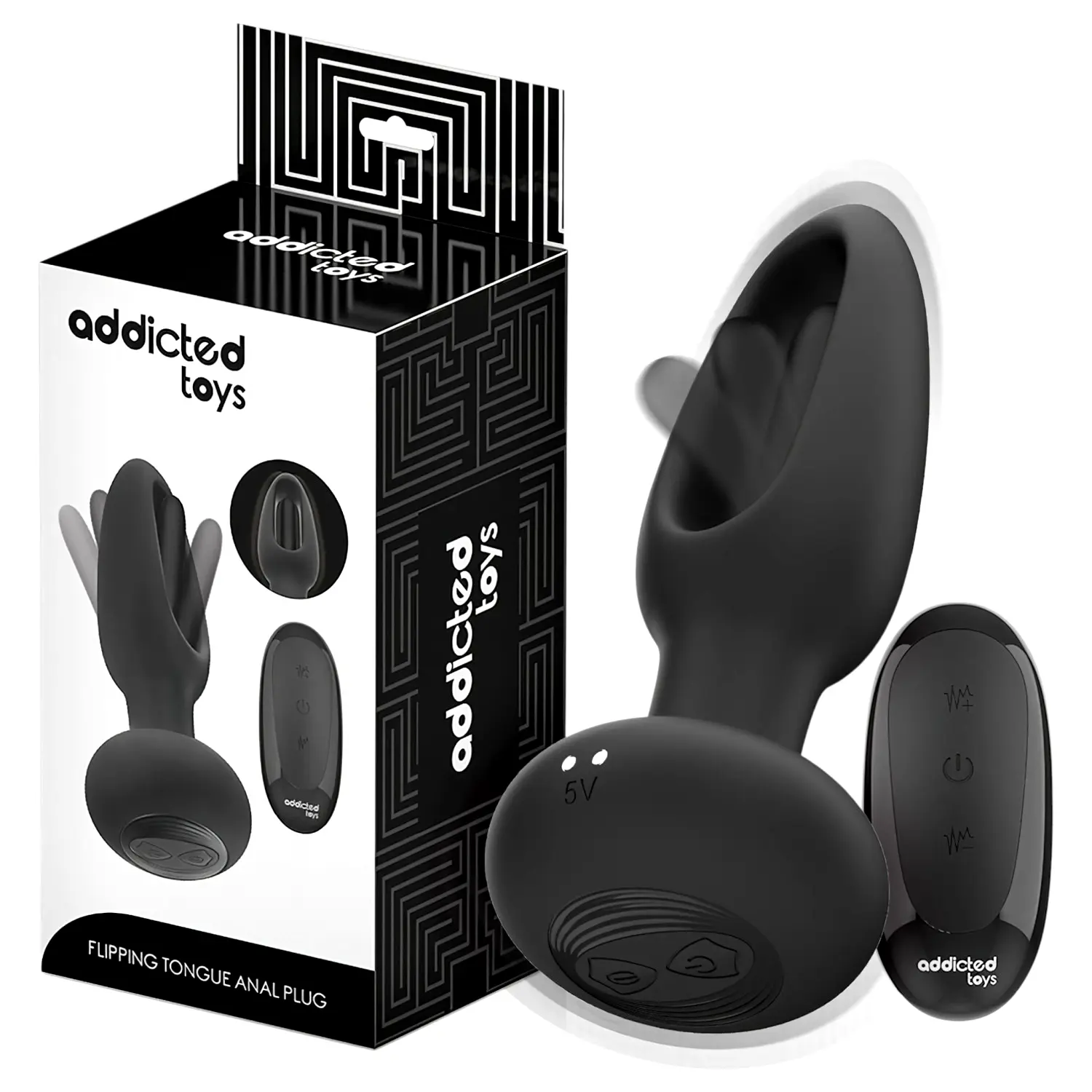 Addicted Toys pohyblivý análne vibrátor s jazýčkom (čierny) Addicted Toys pohyblivý análne vibrátor s jazýčkom (čierny)
