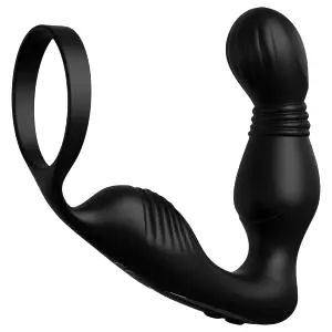 Anal Fantasy Elite - prostatický vibrátor s erekčným krúžkom (čierny)