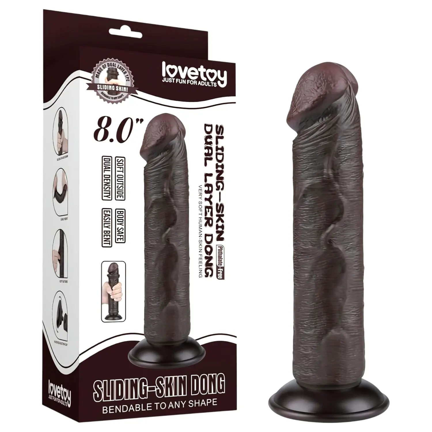 Sliding-Skin - prísavkový dvojvrstvový dildo - 20cm (hnedý) Sliding-Skin - prísavkový dvojvrstvový dildo - 20cm (hnedý)