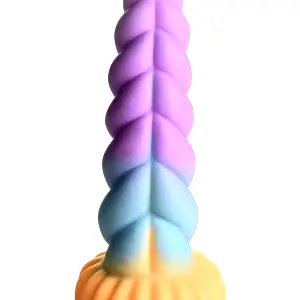 Creature Cocks Mystique - jednorožec dildo - 21 cm (fialovo-žltá)
