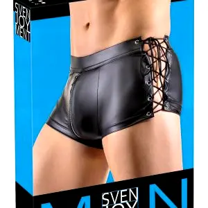 Boxer s bočným šnurovaním - matný - čierny - XL
