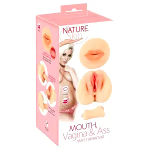 Masturbátor vagína a ústa - realistický materiál telová farba
