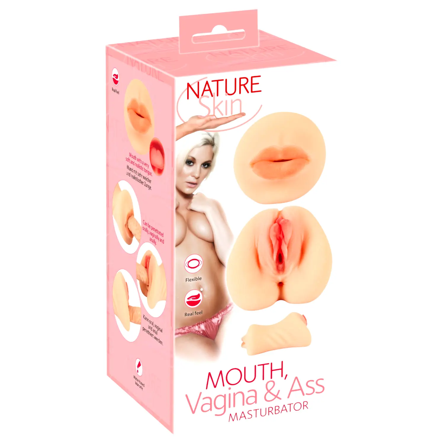 Masturbátor vagína a ústa - realistický materiál telová farba Masturbátor vagína a ústa - realistický materiál telová farba