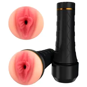 Cup - realistická umelá mačička masturbátor (čierno-prírodná)