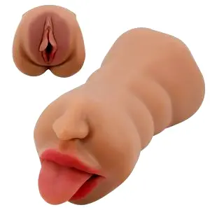 Masturbátor ústa a vagína - realistický - telová farba