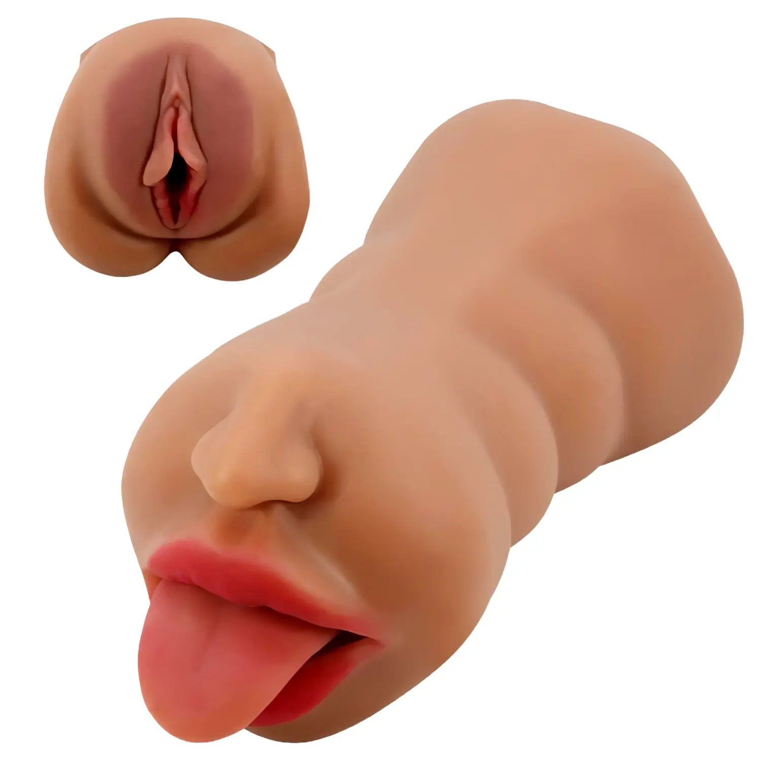 Masturbátor ústa a vagína - realistický - telová farba Masturbátor ústa a vagína - realistický - telová farba