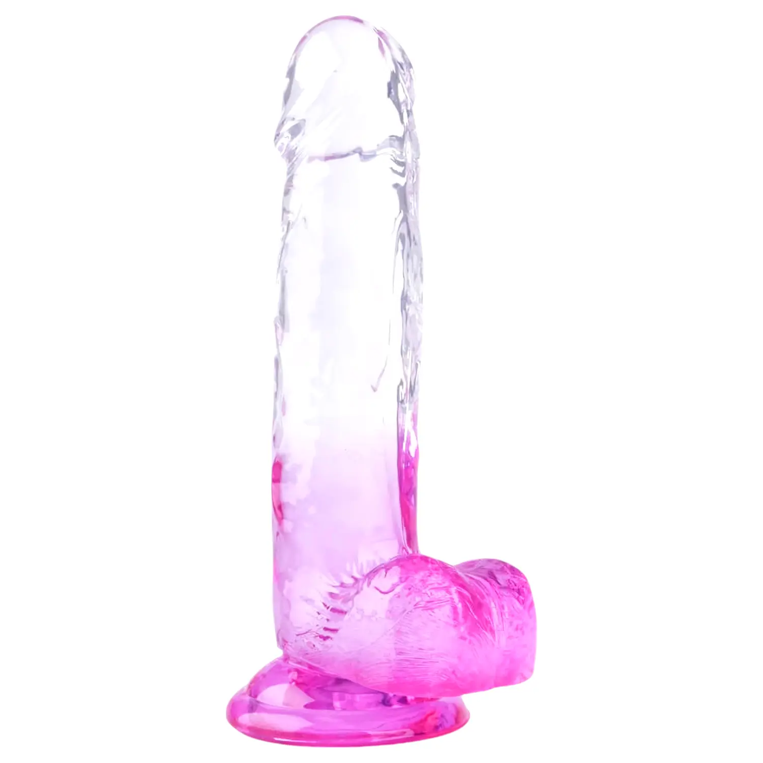 Realistický dildo s prísavkou a semenníkmi - 22 cm - priehľadná fialová Realistický dildo s prísavkou a semenníkmi - 22 cm - priehľadná fialová