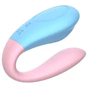 03 - nabíjateľný vodotesný párový vibrátor - modro-ružový
