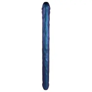 Dvojité dildo - modrá metalická