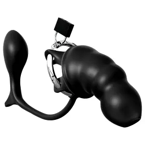 Anal Fantasy Elite - análny kolík a klietka na penis (čierna)