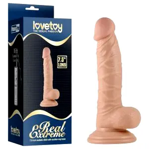 Real Extreme - prísavkový G-bod vibrátor s vajíčkami - 19 cm (naturálny)