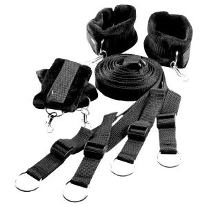 Dreamtoys Blaze posteľný fixačný bondage set (čierny)