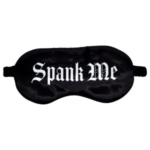 Au! saténová očná maska s nápisom „Spank Me“ (čierna)