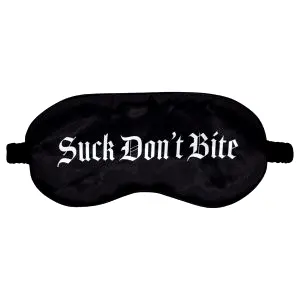 Au! saténová očná maska s nápisom „Suck Don't Bite” (čierna)