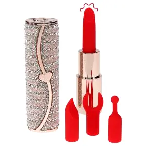 Loveline Candy rúžový vibrátor so 4 nadstavcami (ružový)