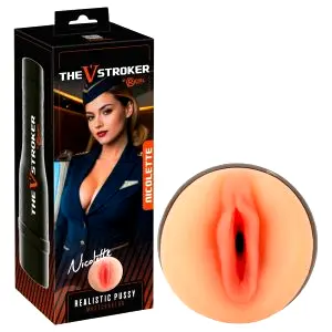 The V-Stroker Nicolette - realistická umelá vagína masturbátor (telovej farby)