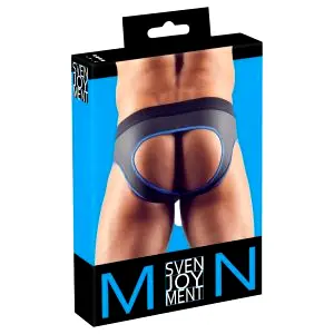 Pánske otvorené jockstrap slipy - čierna/modrá - XL