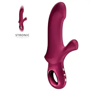 Bi Stronic Curve - tlačiaci vibrátor s klitoriálnym ramienkom (červený)